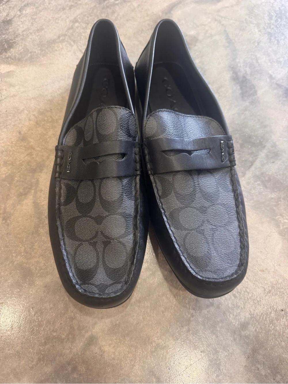 Coach Men's Charcoal Signature Canvas Penny Loafers